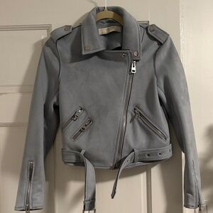 Zara Gray suede Biker Jacket